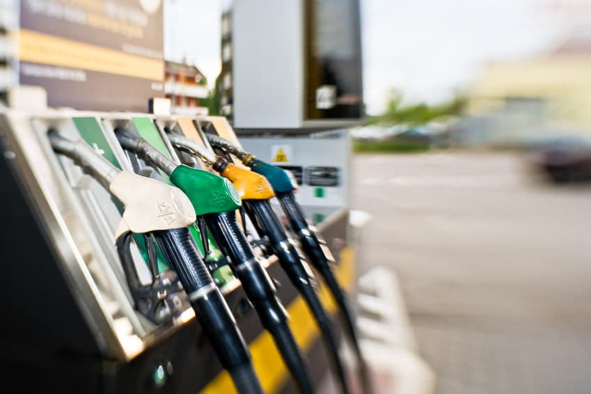 Photo of a line of pumps at a petrol station