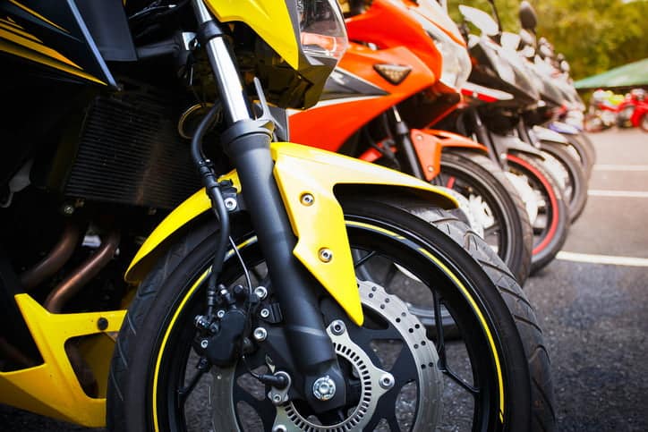 Closeup of Motorbikes lined up